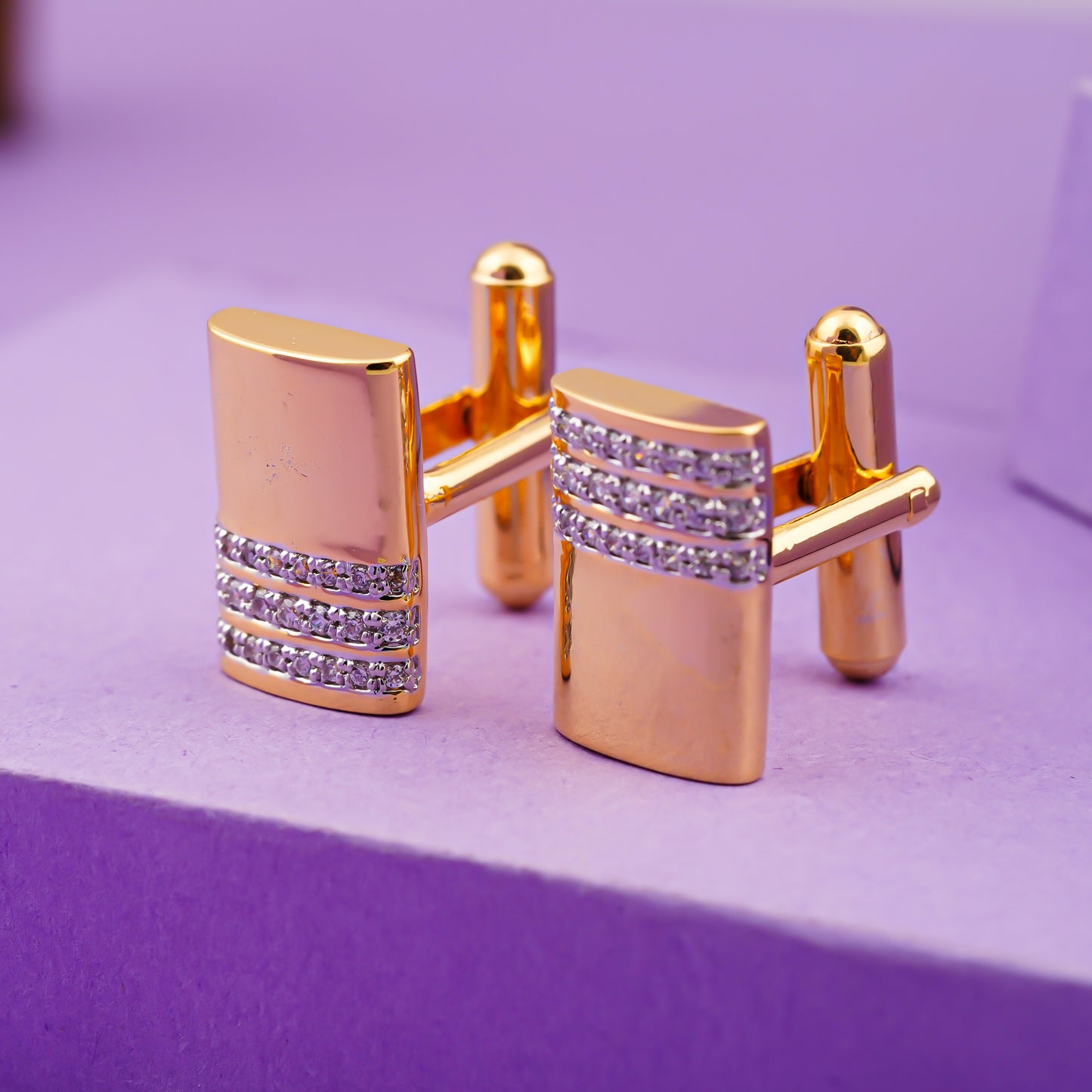 Silver Vintage Retro Cufflinks With 14K Gold Plated