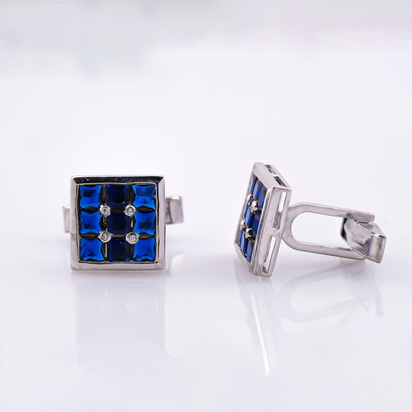 Silver Sapphire Princess Cufflinks