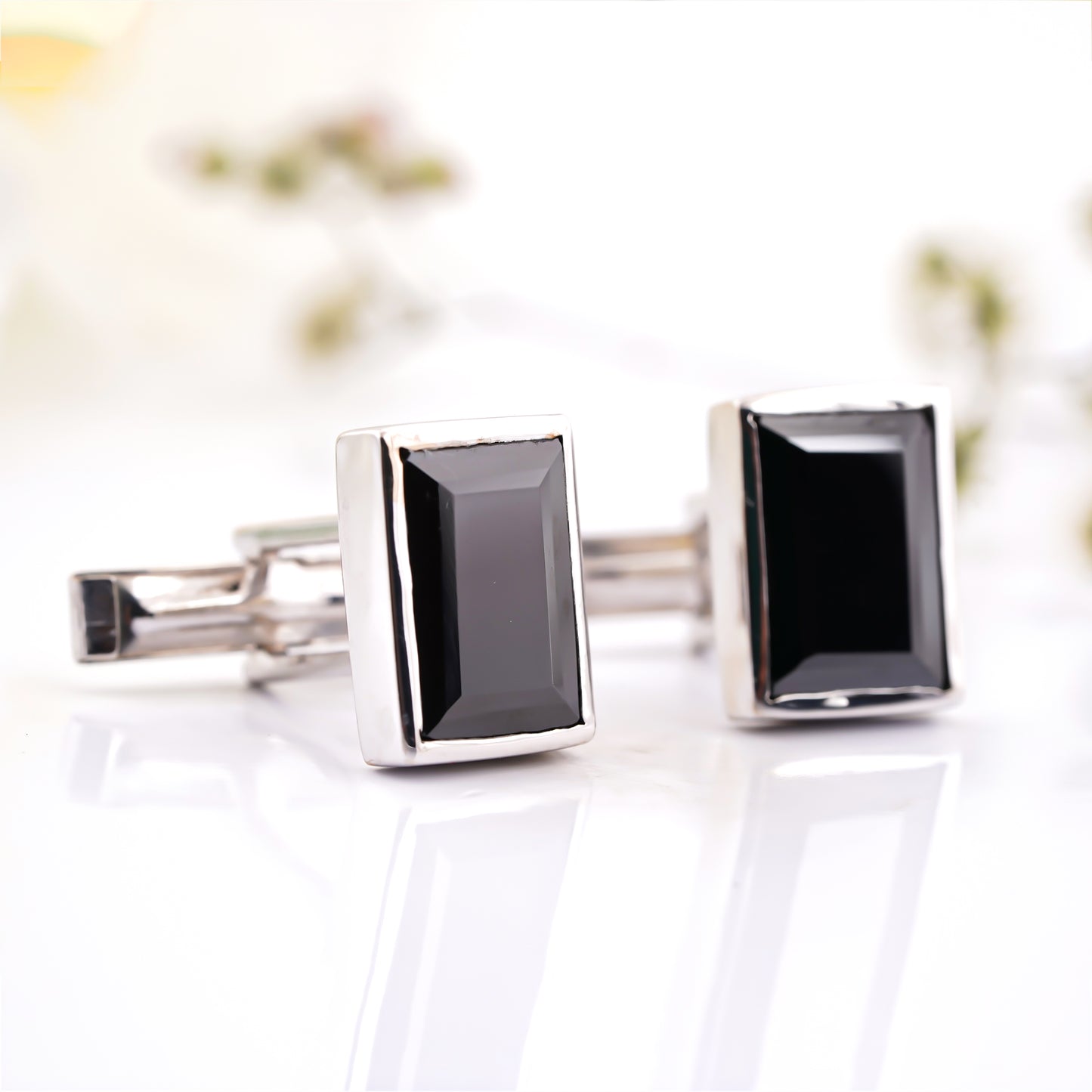 Silver Classic Black Diamond Cufflink