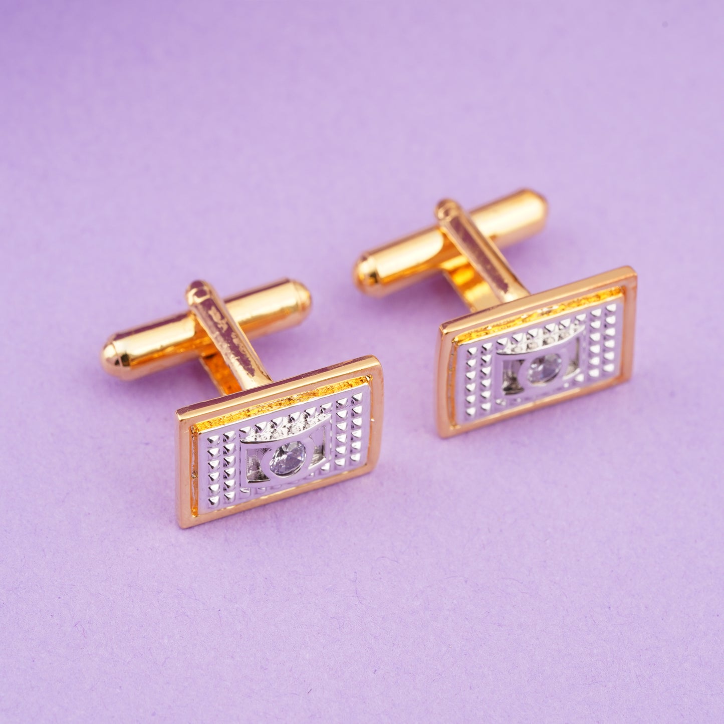 Silver Hollow Cufflinks With 14K Gold Plated