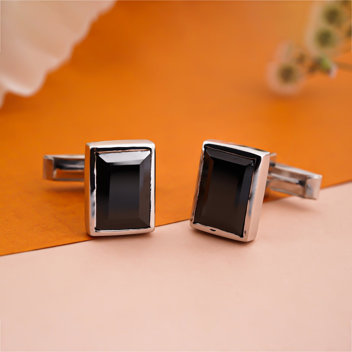 Silver Classic Black Diamond Cufflink