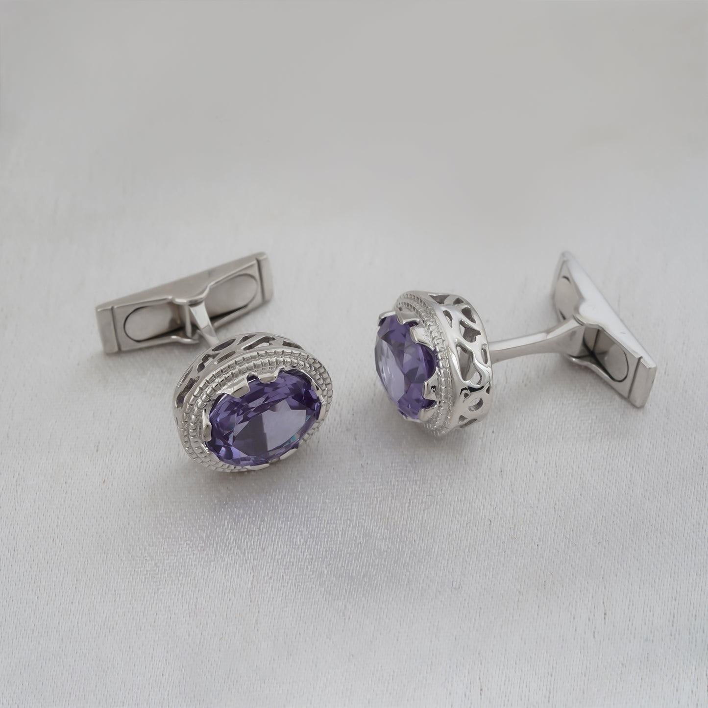 Blue Tanzanite Solitaire Cufflinks For Men