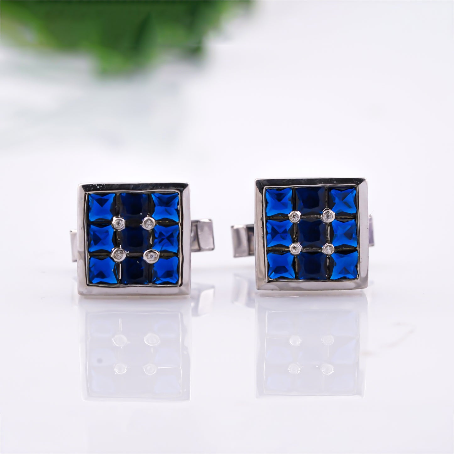 Silver Sapphire Princess Cufflinks
