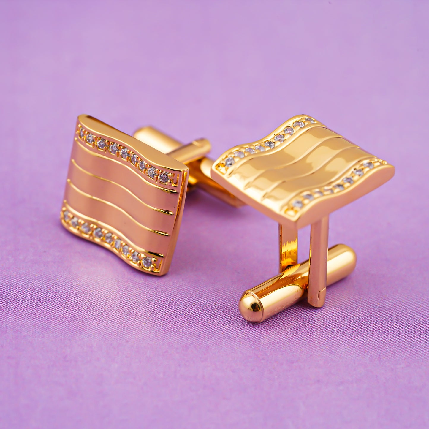 Silver Flag Cufflinks With 14K Gold Plated