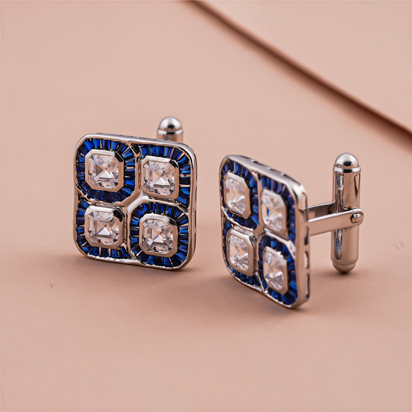 Pair of Sapphire and Diamond Cufflinks