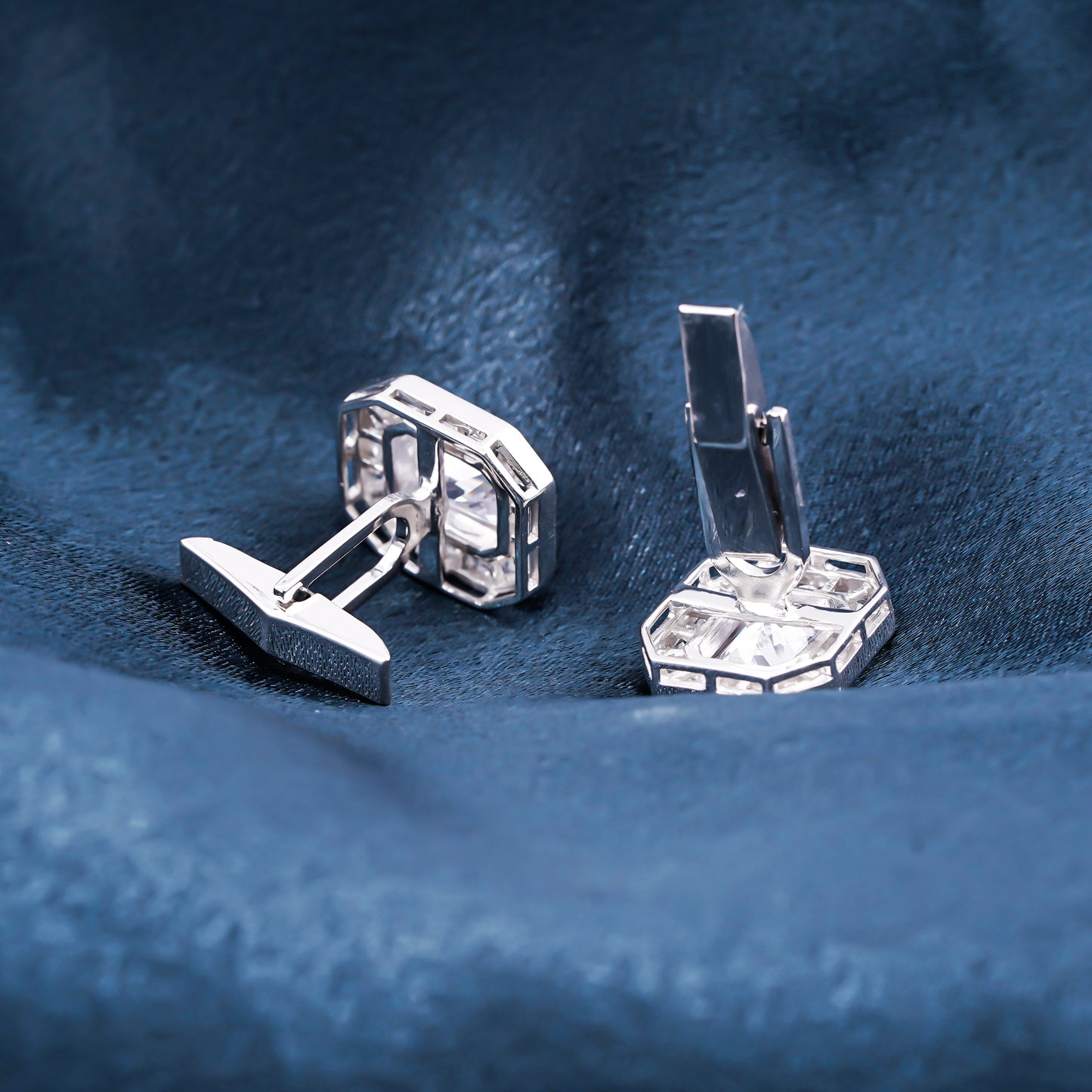 Silver Radiant Bezel Cufflinks For Men