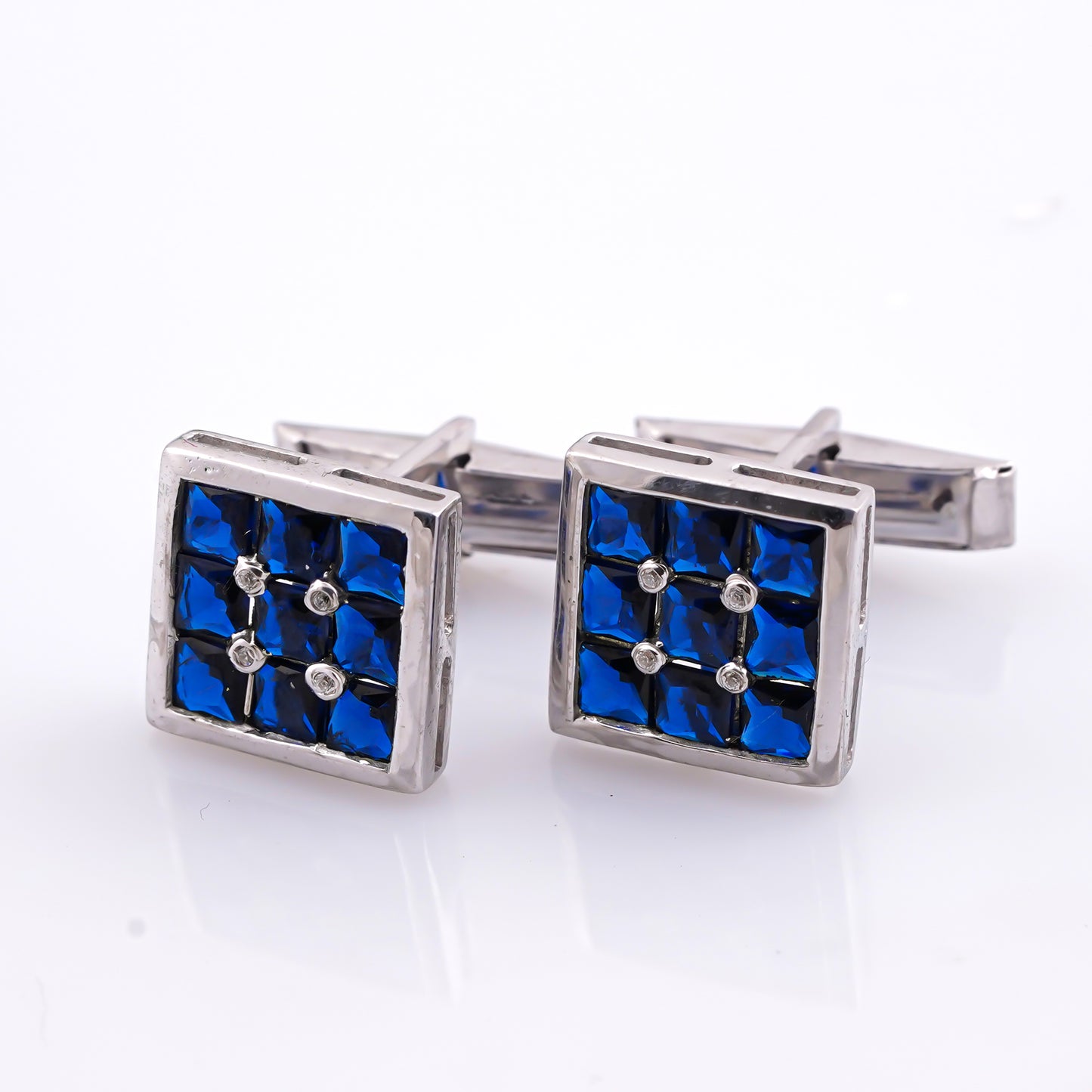 Silver Sapphire Princess Cufflinks