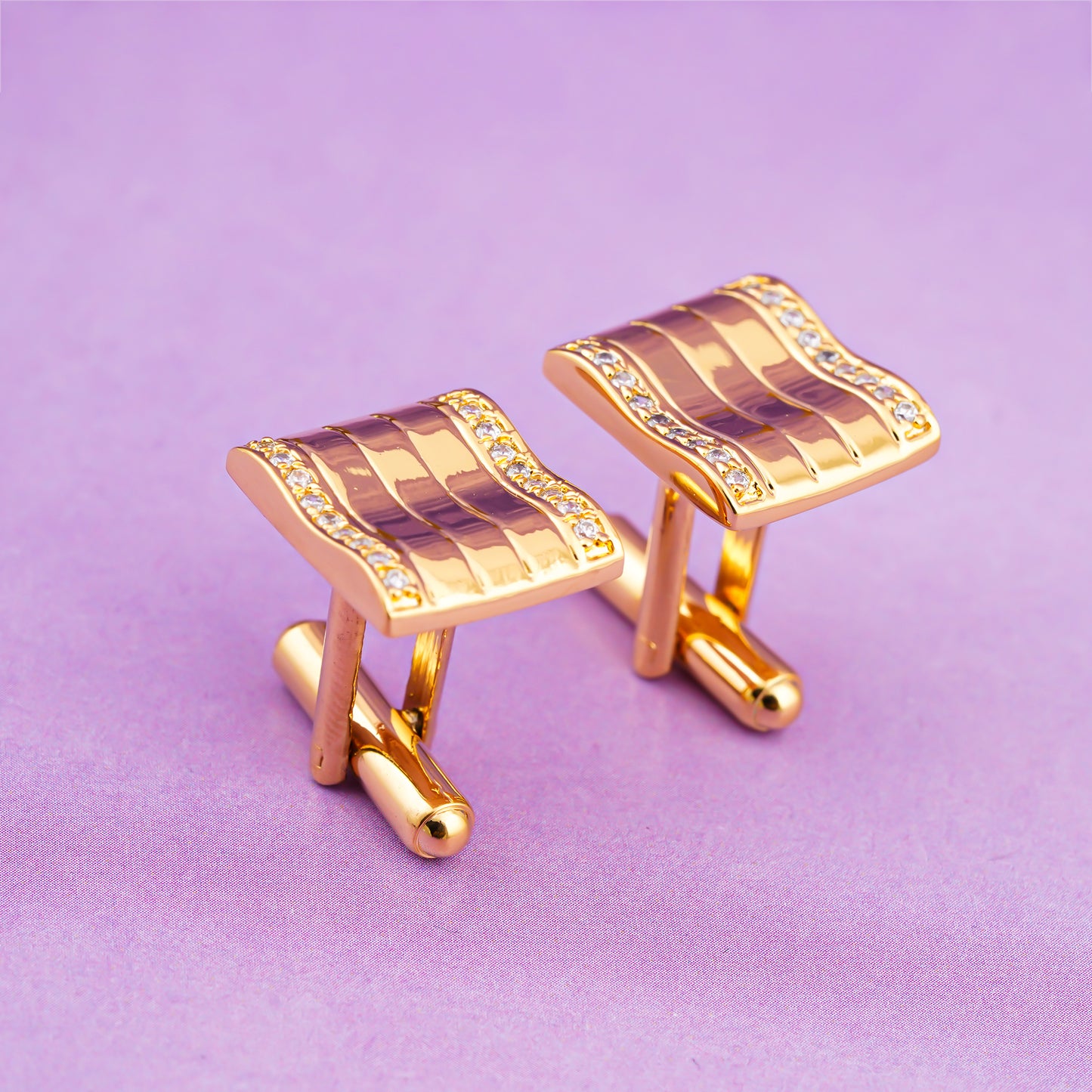 Silver Flag Cufflinks With 14K Gold Plated
