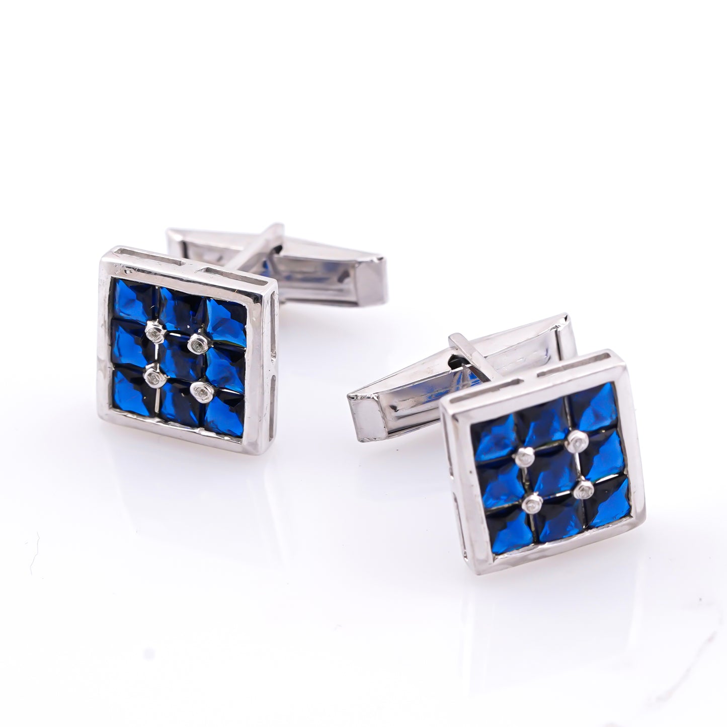 Silver Sapphire Princess Cufflinks