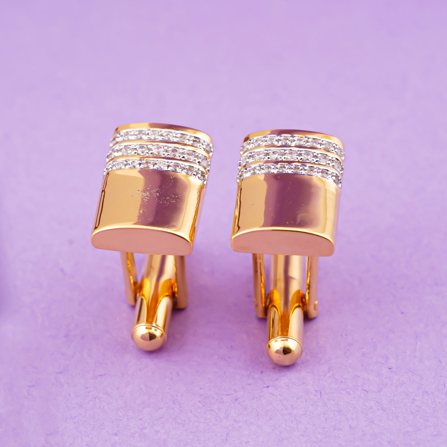 Silver Vintage Retro Cufflinks With 14K Gold Plated