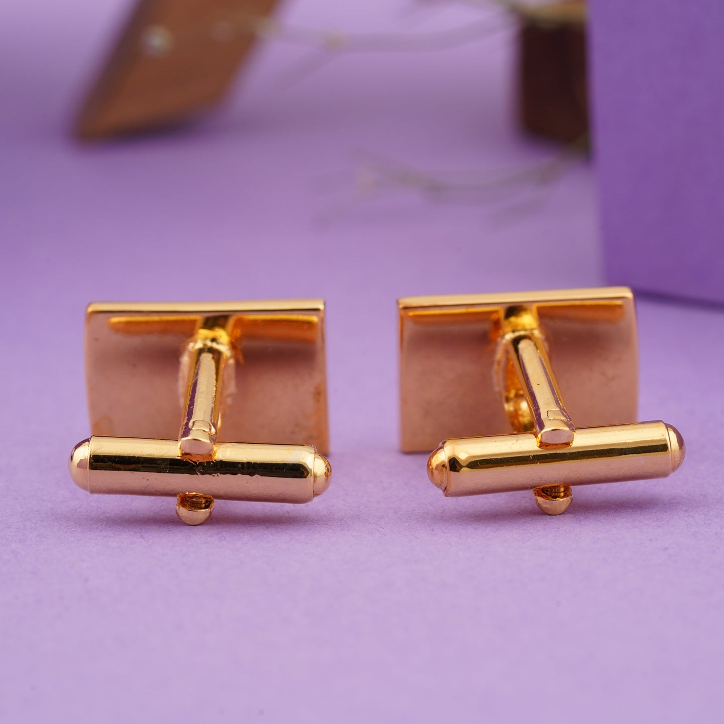Silver Hollow Cufflinks With 14K Gold Plated