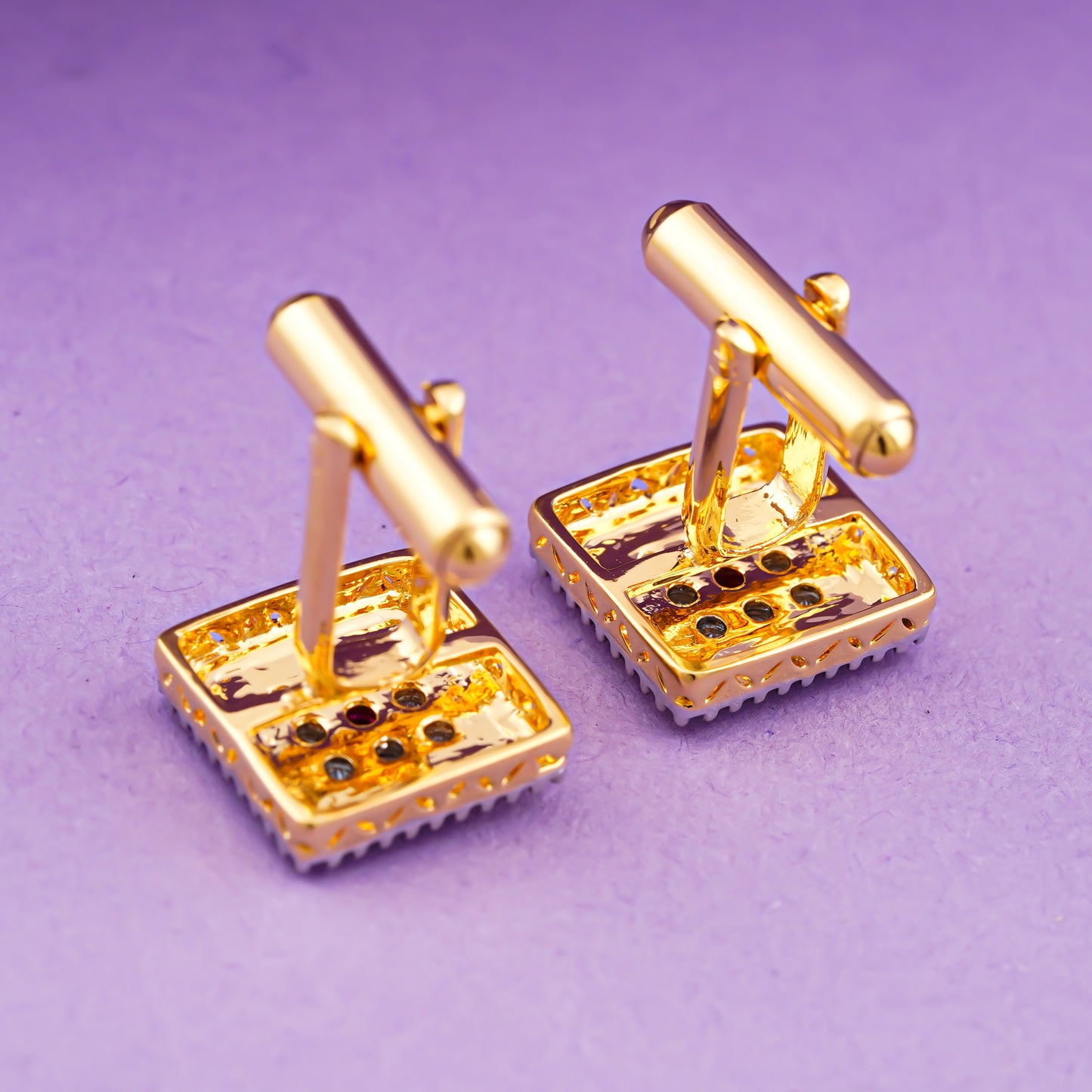 Silver Stunning Ruby Cufflinks With 14K Gold Plated