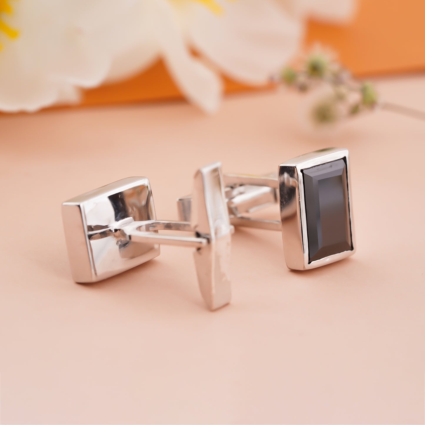 Silver Classic Black Diamond Cufflink