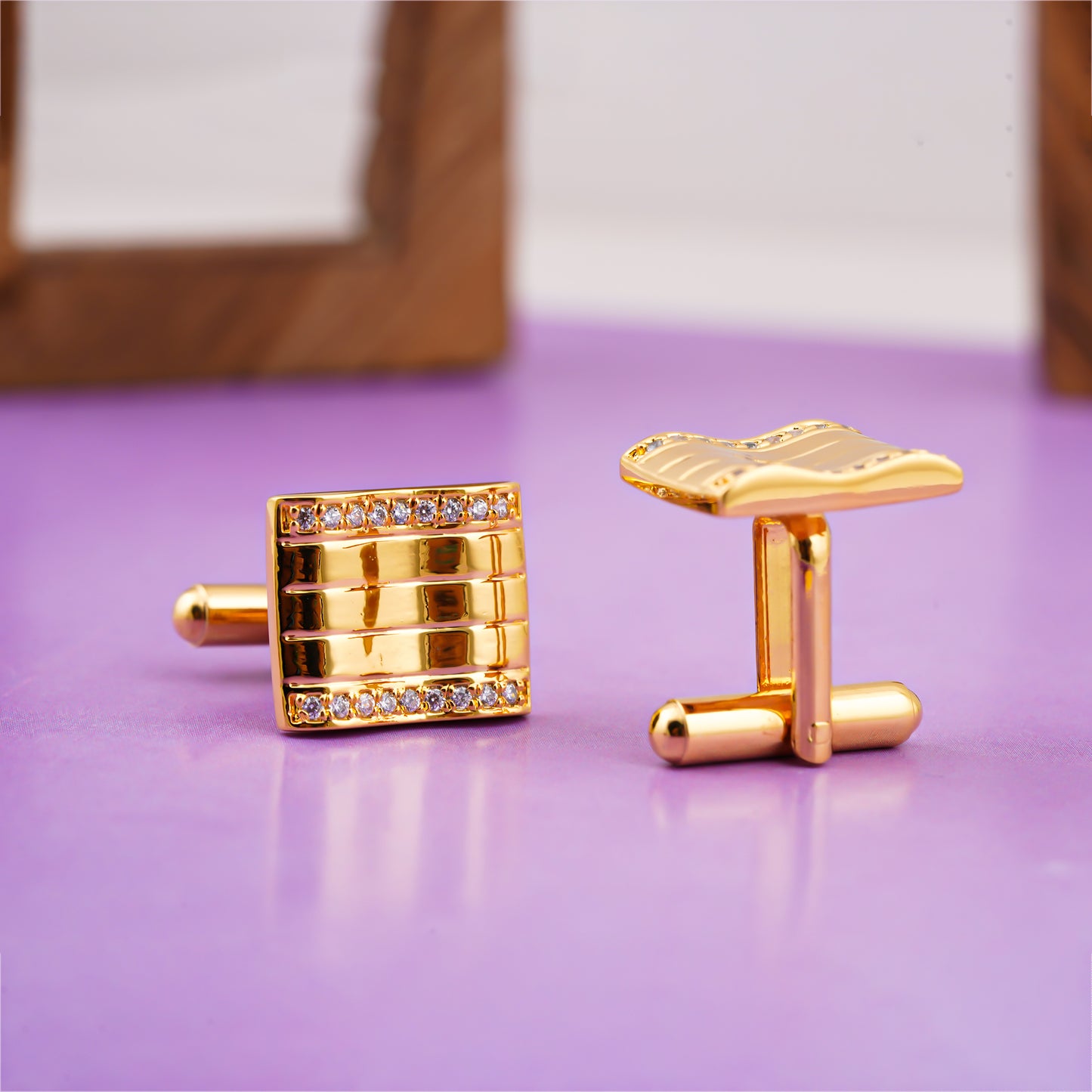 Silver Flag Cufflinks With 14K Gold Plated