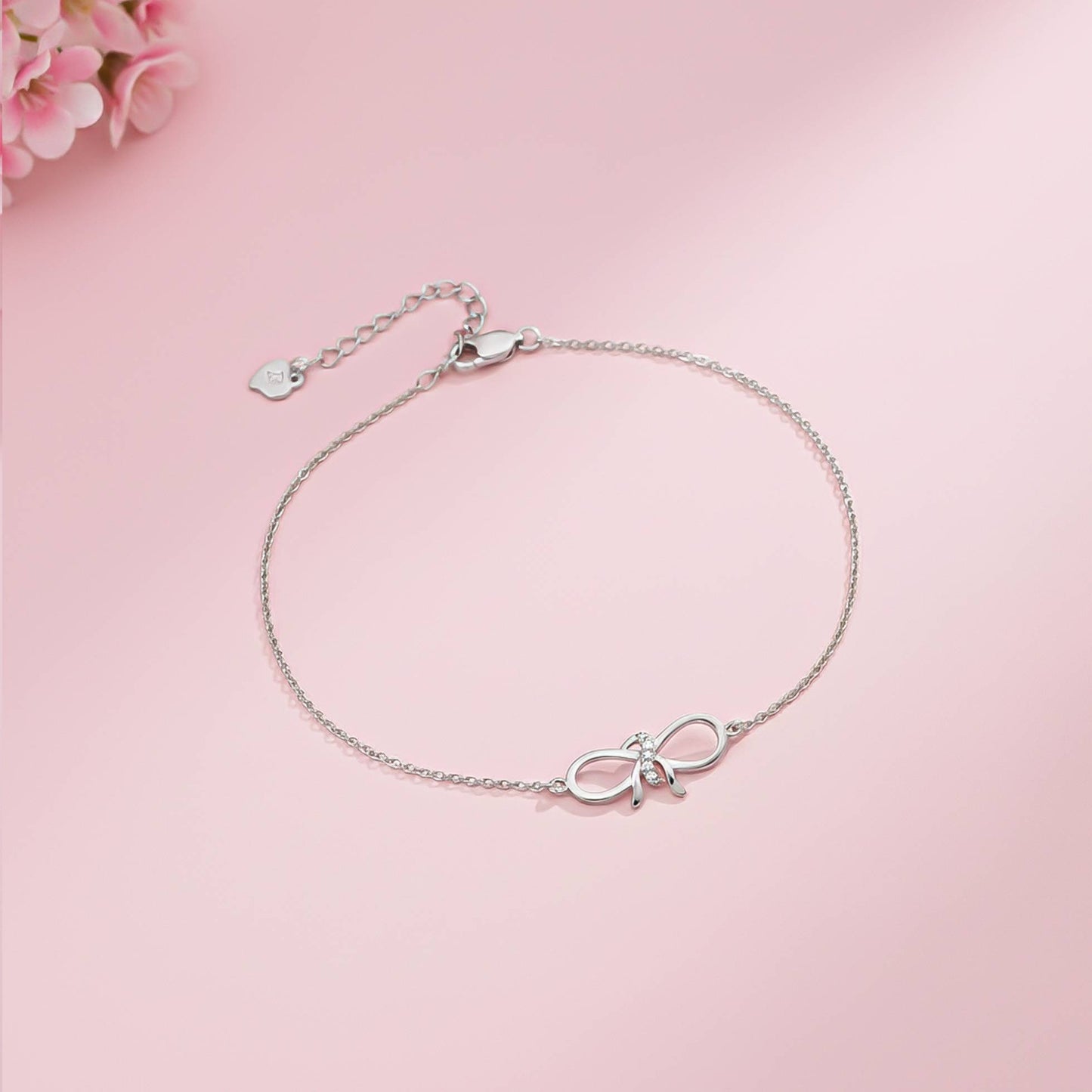 Silver Bow Knot Anklet 14K Gold Plated
