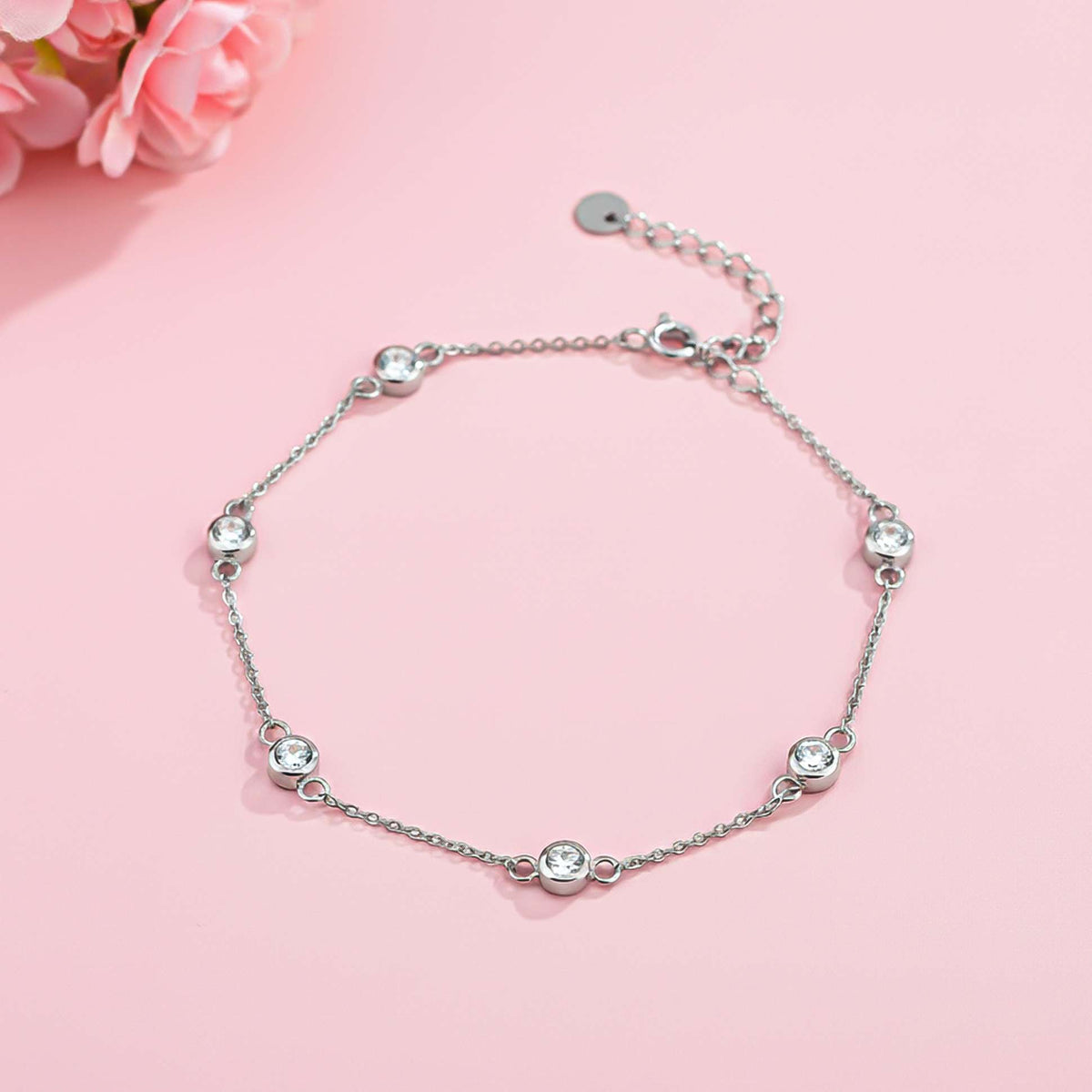 Sterling Silver Mellow Bezel Set Anklet With 14K Gold Vermeil (2.5 Micron) - product view