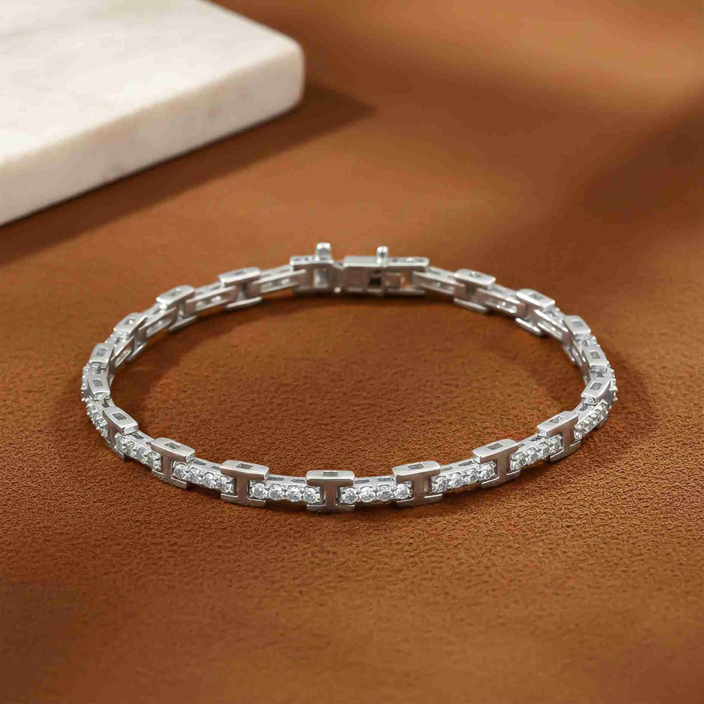 Silver Cluster Diamond Studded Bracelet Gold Vermeil (2.5 Micron)