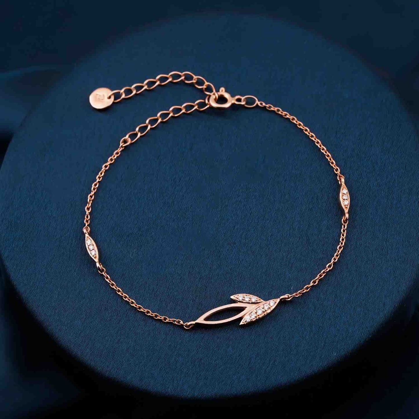 Rose Gold Leaves Layered Bracelet