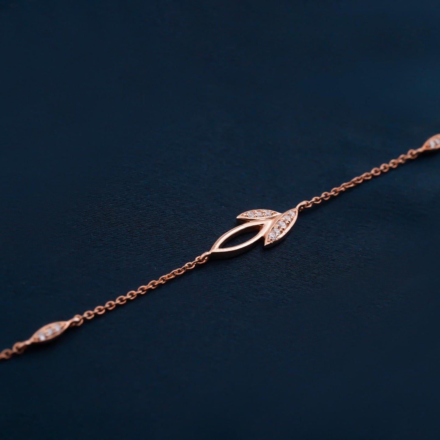 Rose Gold Leaves Layered Bracelet