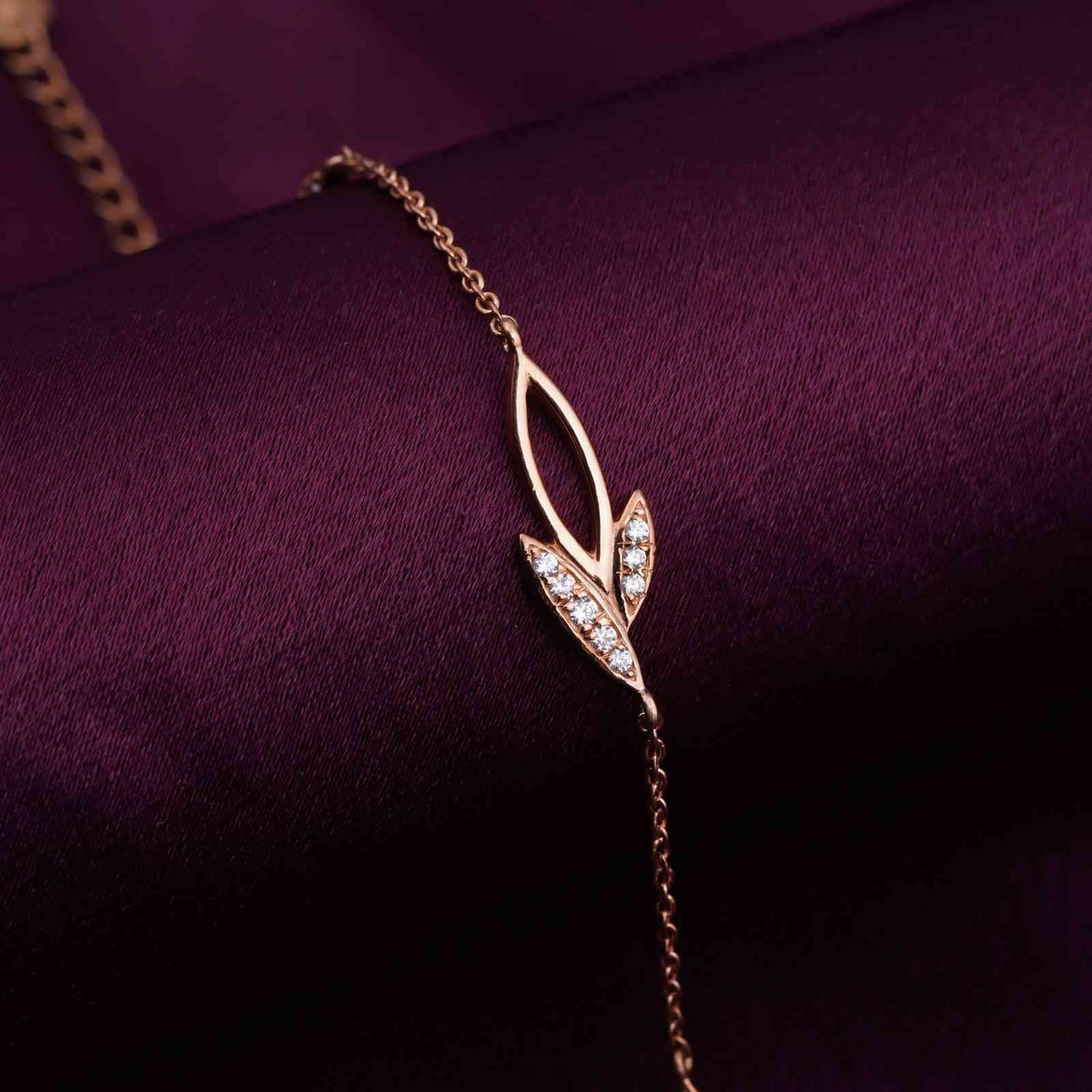 Rose Gold Leaves Layered Bracelet