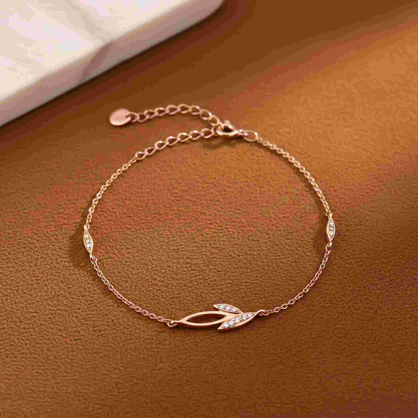 Rose Gold Leaves Layered Bracelet