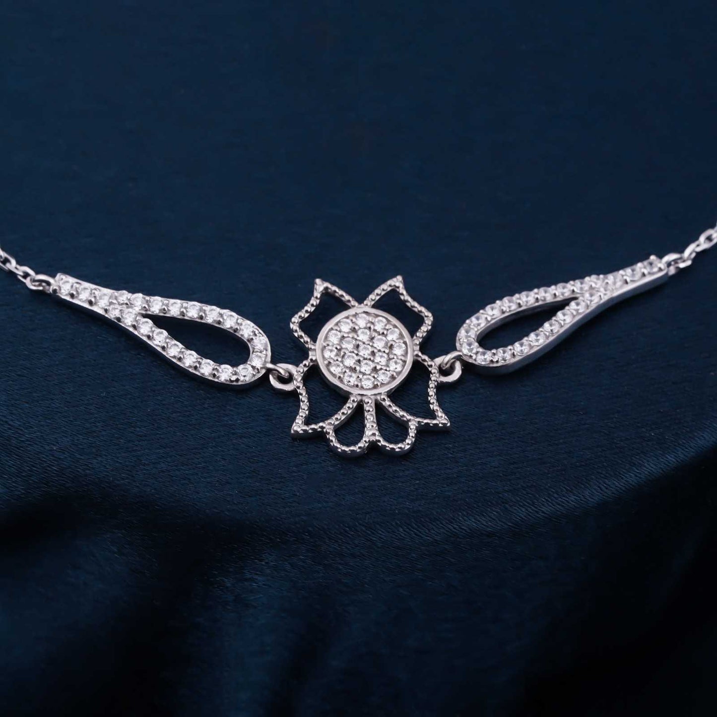 Silver Lotus Flower Bracelet