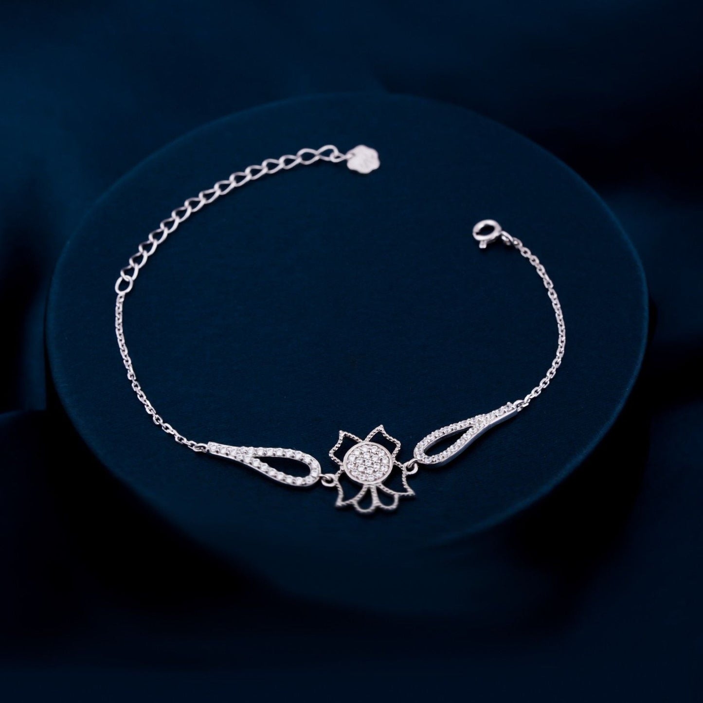 Silver Lotus Flower Bracelet