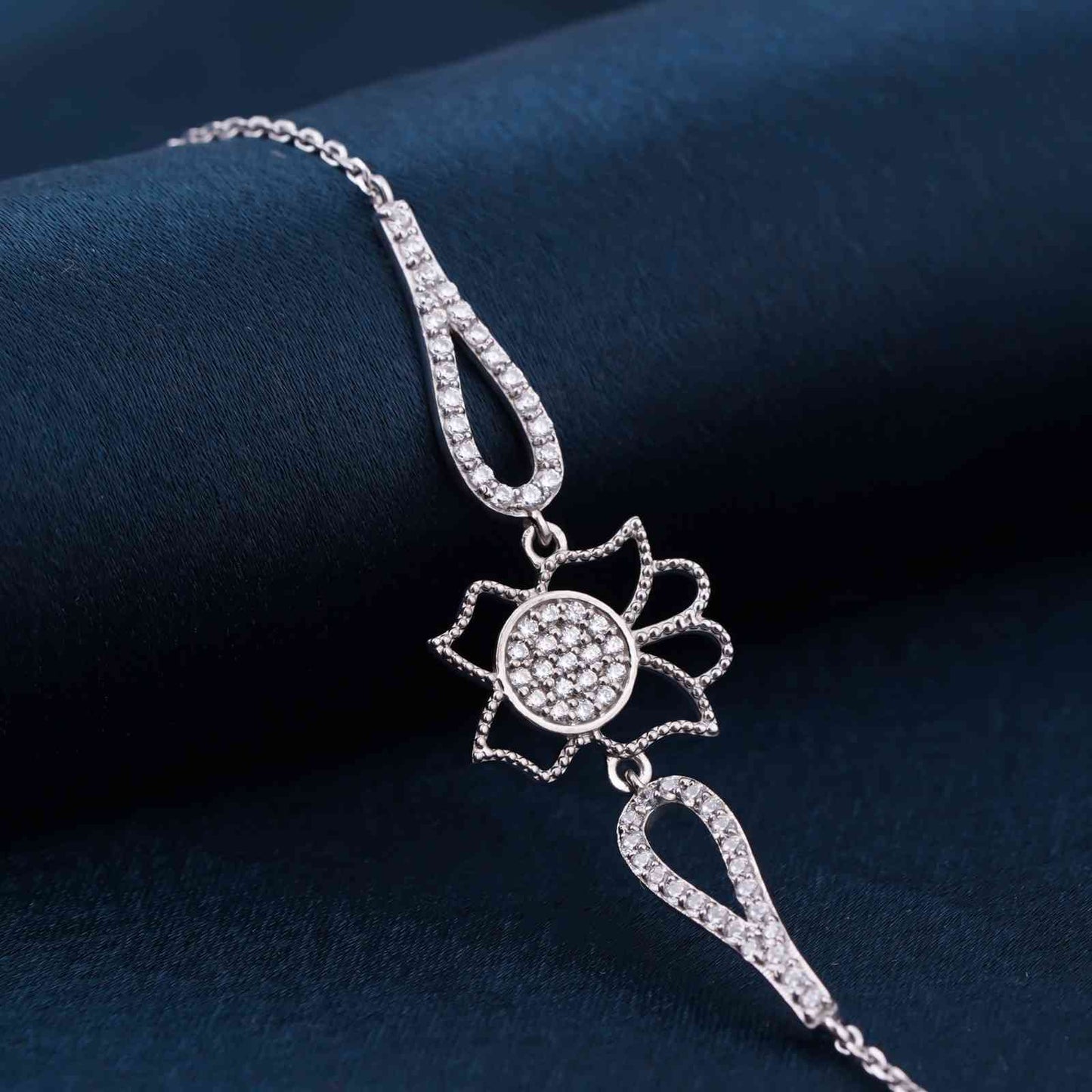 Silver Lotus Flower Bracelet