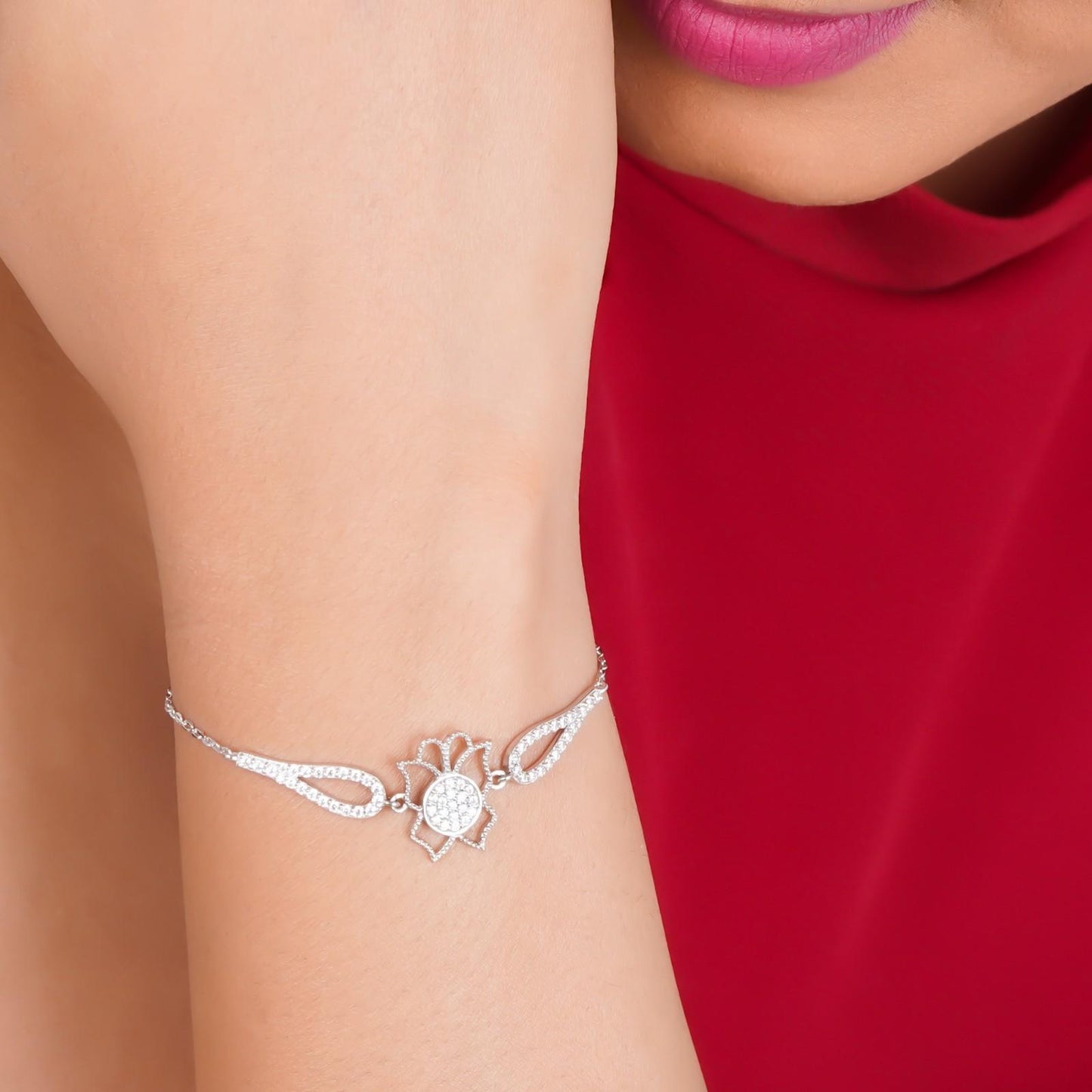 Silver Lotus Flower Bracelet