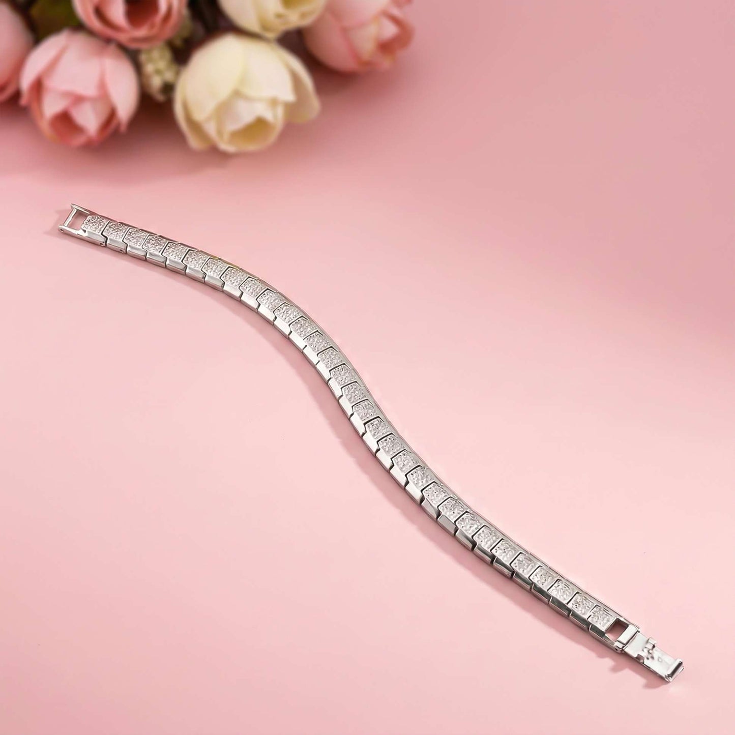 Silver Mini Square Bracelet For Him