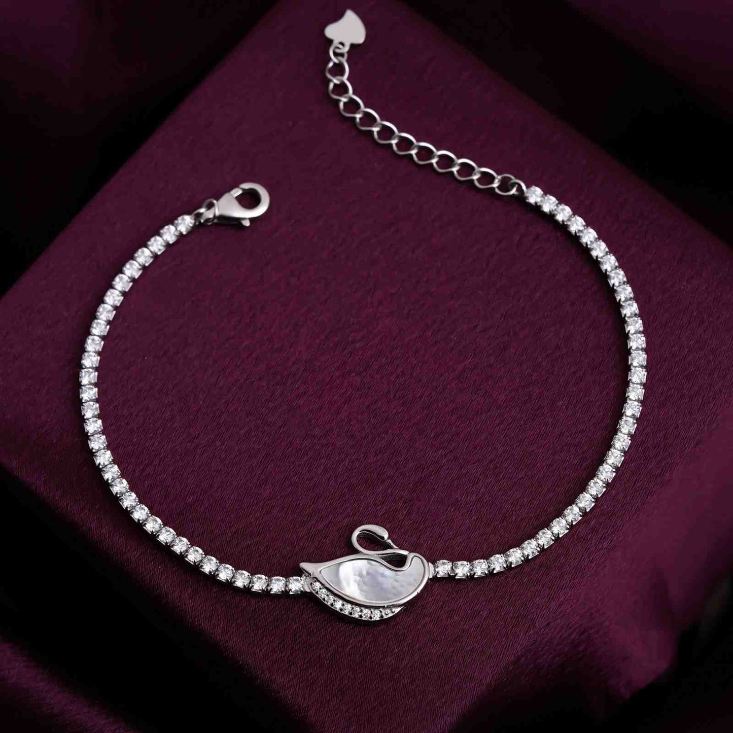 Silver Swan Tennis Bracelet