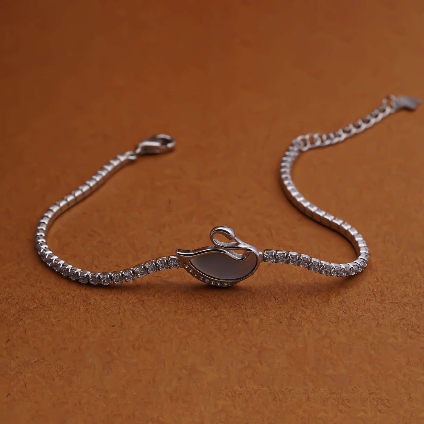 Silver Swan Tennis Bracelet