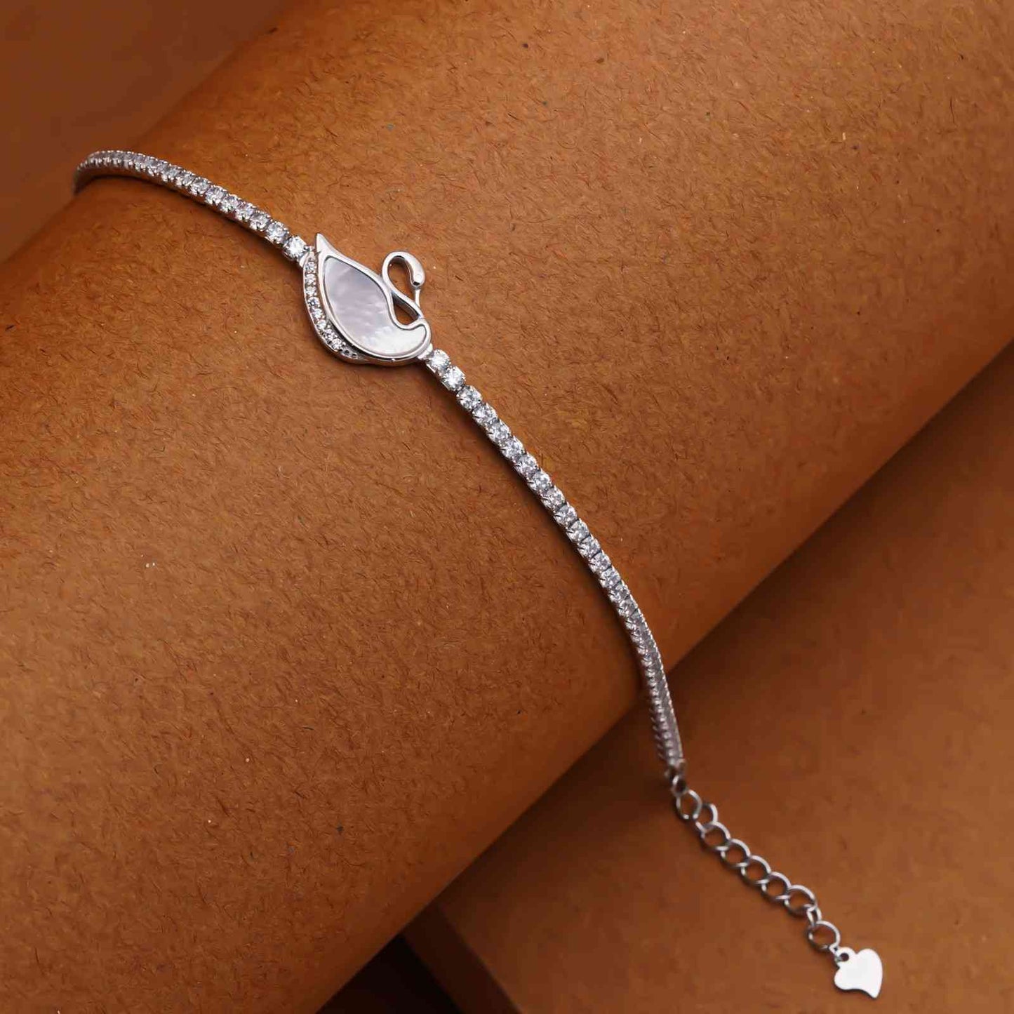 Silver Swan Tennis Bracelet