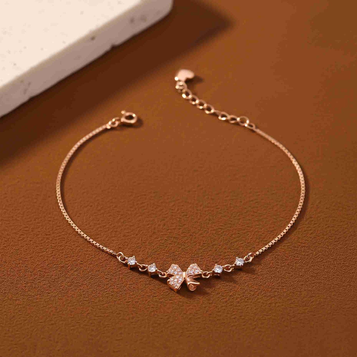 Rose Gold Leafy Charm Bracelet