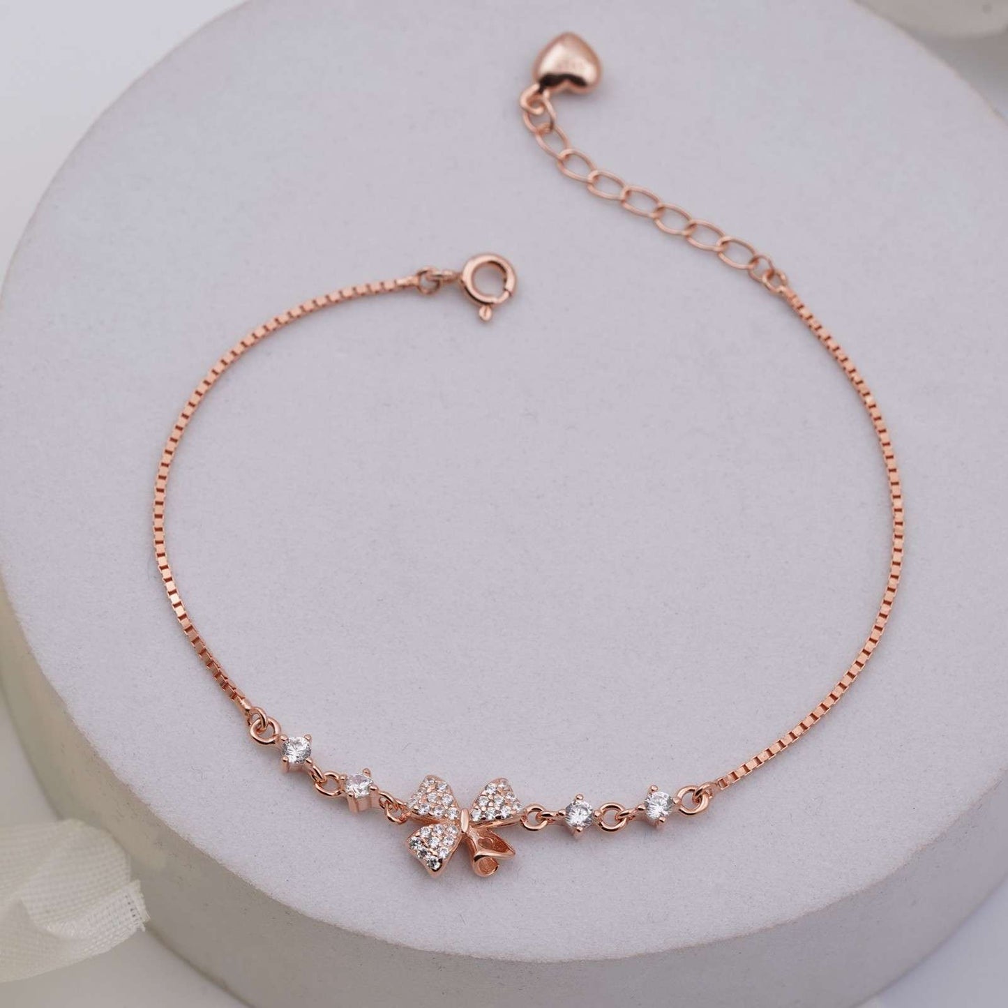 Rose Gold Leafy Charm Bracelet