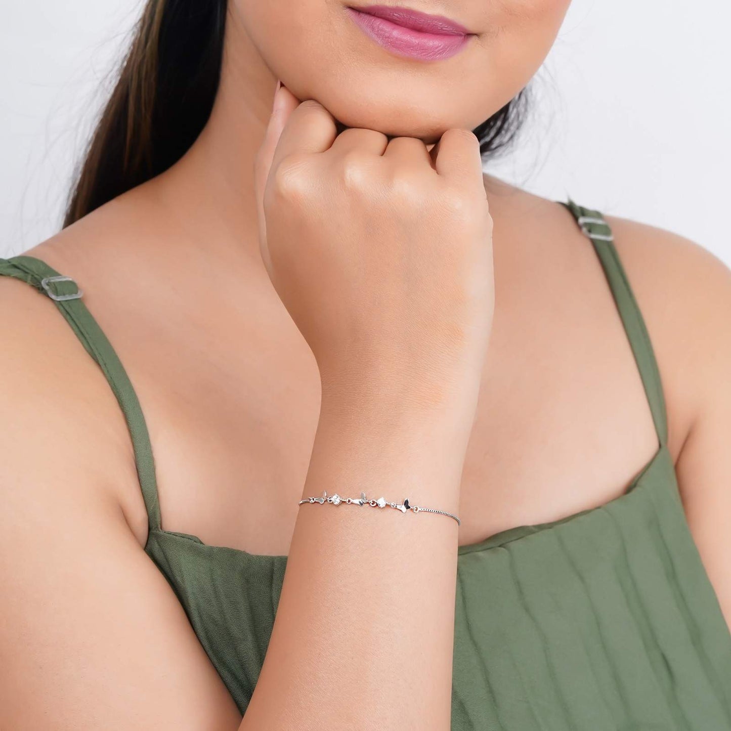 Silver Mini Butterflies Charm Bracelet