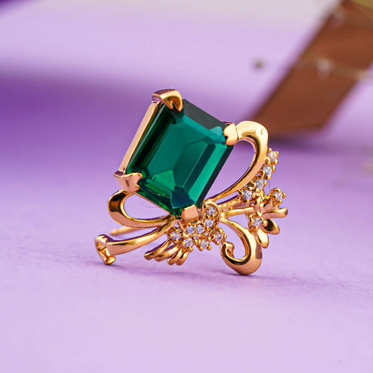 Green Emerald Kite Brooch Pin With 14K Gold Plated