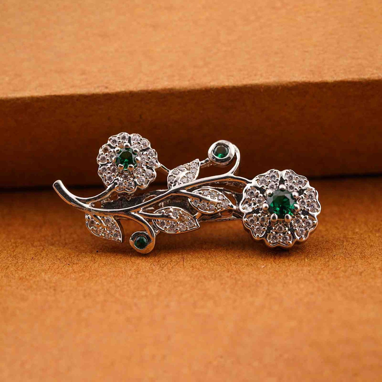 Silver Floral Celestial Brooch Pin