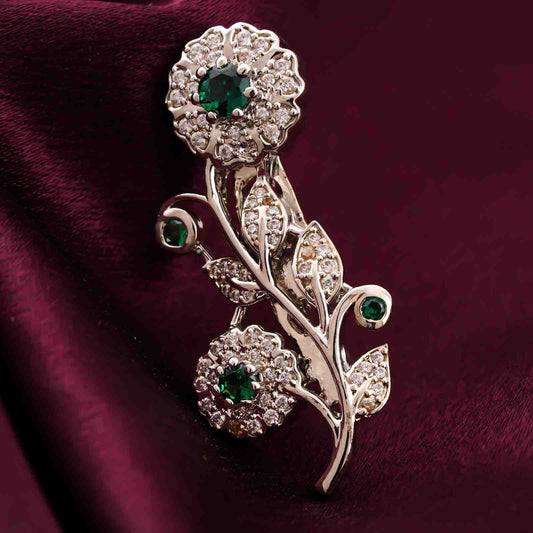 Silver Floral Celestial Brooch Pin