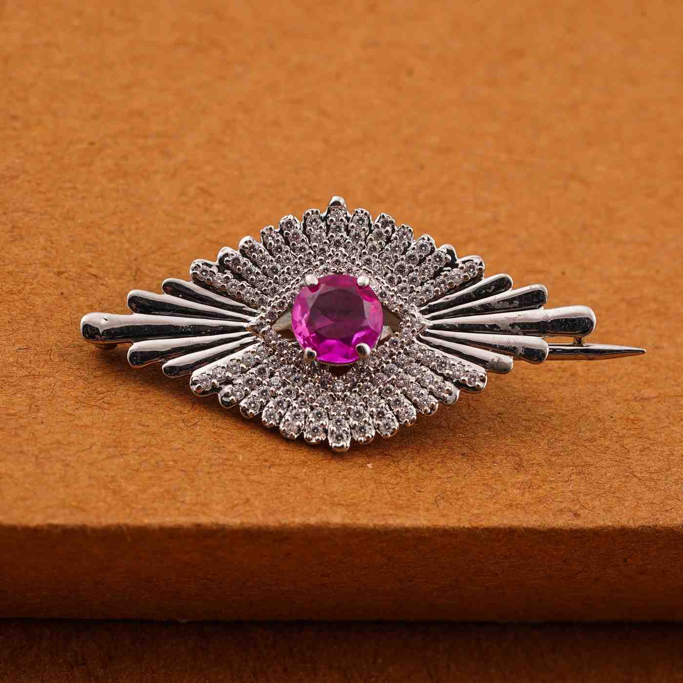 925 Sterling Silver Red Ruby Made In Heaven Brooch Pin