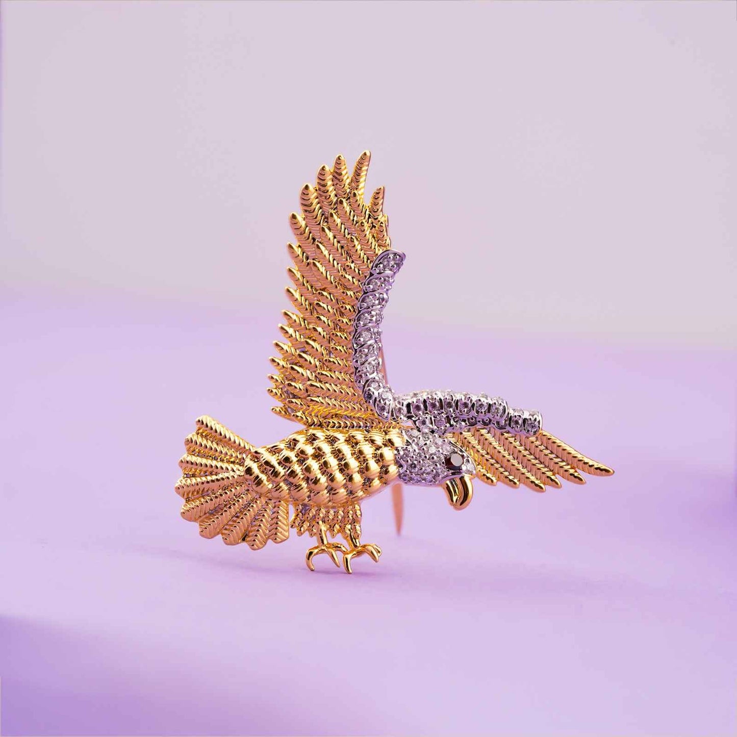 925 Sterling Silver Eagle Brooch With 14K Gold Over