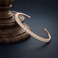 2.30 Ct Round Cut Lab Grown Diamond Open Cuff Bangle Bracelet for Women Rose gold