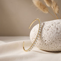 2.30 Ct Round Cut Lab Grown Diamond Open Cuff Bangle Bracelet for Women Gold