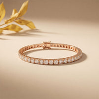 11 Ct Round Cut Lab Grown Diamond Chevron Frame Tennis Bracelet for Women Rose Gold