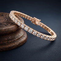11 Ct Round Cut Lab Grown Diamond Chevron Frame Tennis Bracelet for Women Rose Gold
