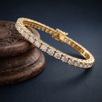 11 Ct Round Cut Lab Grown Diamond Chevron Frame Tennis Bracelet for Women Gold