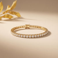 11 Ct Round Cut Lab Grown Diamond Chevron Frame Tennis Bracelet for Women Gold