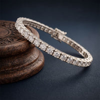 11 Ct Round Cut Lab Grown Diamond Chevron Frame Tennis Bracelet for Women White