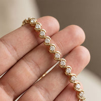 6.45 Ct Round Cut Lab Grown Diamond Wave Crossover Bracelet for Women Gold