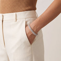 6 Ct Round Cut Lab Grown Diamond Double Chevron Bracelet for Women White